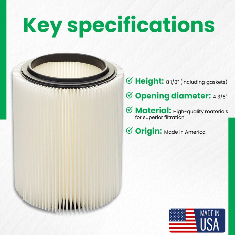 KoPach Filter Replacement Filter for Craftsman and Ridgid Shop Vacs Part # 9-17816 & Part # VF4000, 2 Pack, Original Filter - Image 4